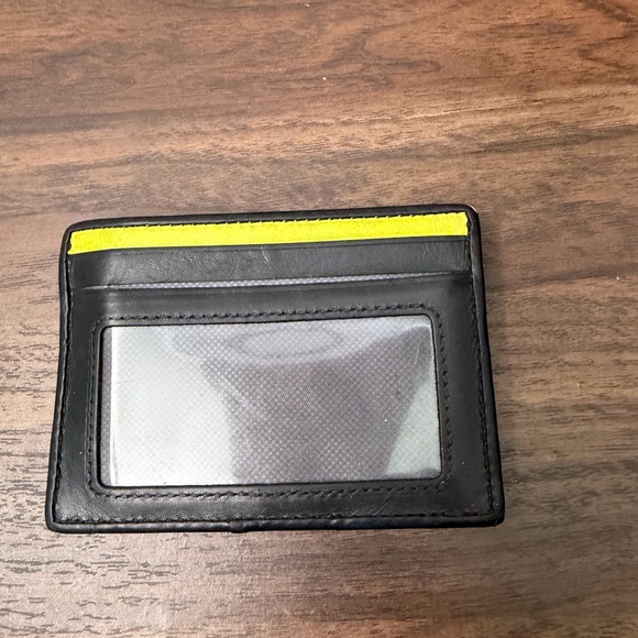 Tumi Black Leather Card Holder with Yellow Accent - Picture 2 of 2